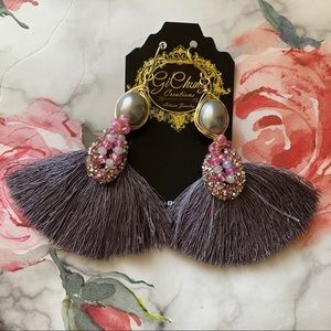 Grey tassel earrings